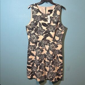 J. Crew Black and Cream Floral Mini Dress. Cotton with triangle cut out in back